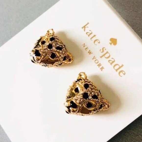 $58 Kate Spade Run Wild Cheetah Stud Earrings in gold & black - Picture 4 of 7